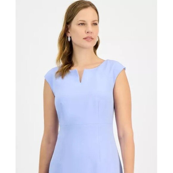 Kasper Womens Size 10 Blue V-Neck Sleeveless Sheath Dress Work Office Career NWT - Picture 3 of 11